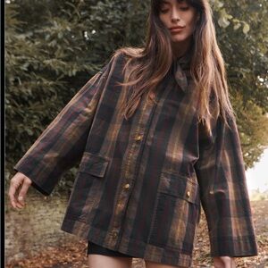 ZARA Plaid Wax Jacket M-L